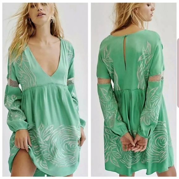 Free People Dresses & Skirts - Free People Synthetic Starlight Mini Dress Green